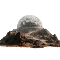 Futuristic Geodesic Dome on Martian Landscape - Sci-Fi Architectural Render