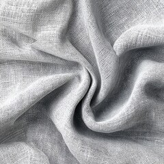 Gray Fabric Texture with a Woven Surface Wrinkled and Folded in a Swirling Pattern