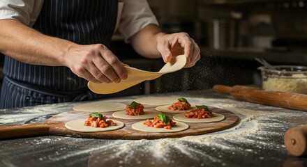 Making Pasta Dish with Filling