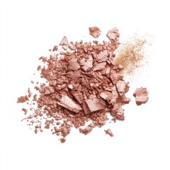 Crushed Rose Gold Eyeshadow Pigment on a White Background for Cosmetic Beauty