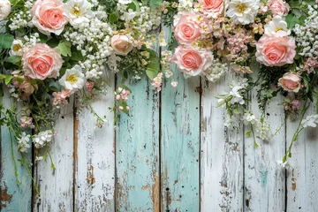 Delicate floral arrangement against a distressed wooden backdrop.