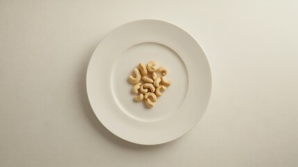 A handful of cashew nuts on a white plate