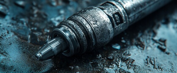 Macro Shot of a Metallic Mechanical Component Displaying Intricate Textures and Industrial Design