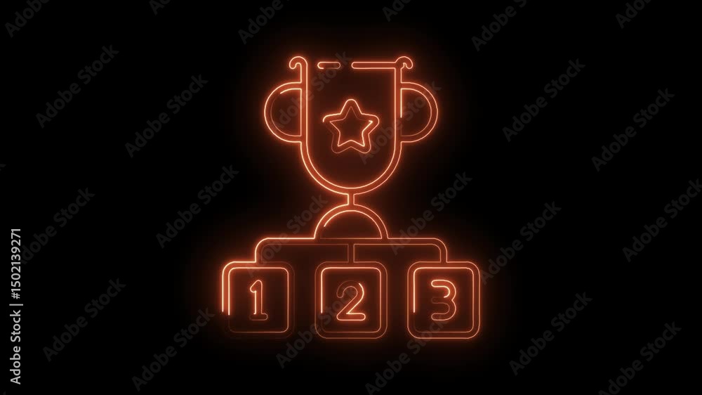 Aufkleber illuminated ranking with trophy icon animation showing first second and third place