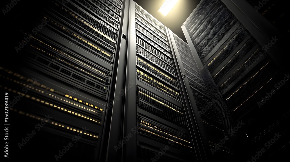 Poster server racks in a data center.