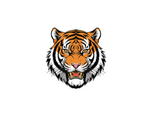 Fierce Tiger Head Vector Illustration
Bold and detailed vector illustration of a fierce tiger head with vibrant orange, black, and white stripes, perfect for logos, apparel, or digital art projects.