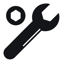 wrench and spanner Icon vector silhouette icon on white background