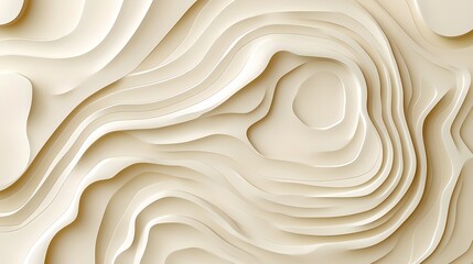 a textured surface resembling topographical maps or a stylized mountain range, composed of layered sheets of material in earthy tones against a neutral background