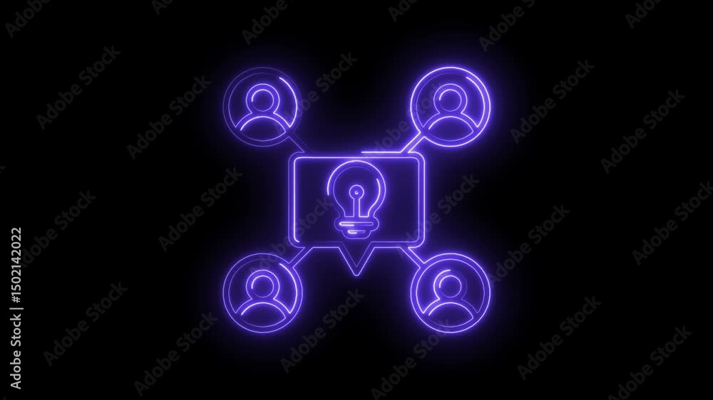 Poster collaborative idea generation with team members neon style creative brainstorming process