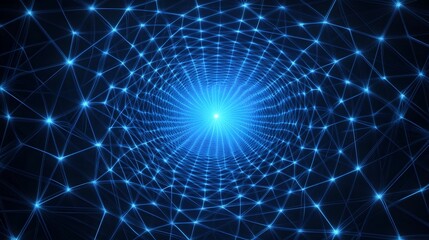 Obraz premium a vast network of interconnected nodes forming a complex web. this digital or abstract representation is set against the backdrop of an intricate blue pattern