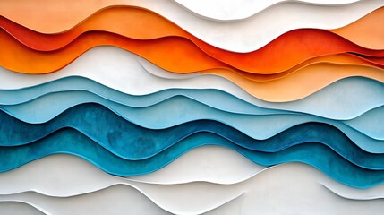 an abstract wall art with vertical waves of varying heights in shades of blue, green, and red
