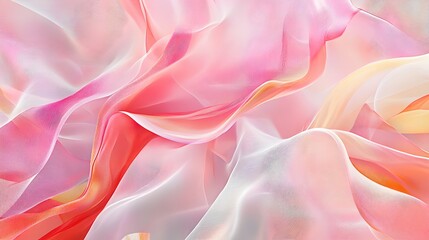 Obraz premium an abstract, digital art piece featuring a flowing, wavy pattern in shades of pink and orange that resembles a fabric texture with curling edges