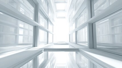 Obraz premium an interior space with a high ceiling that has a grid like structure resembling a modern architectural design