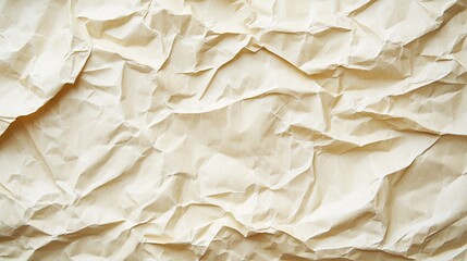 Obraz premium a close up view of crumpled paper texture with a creamy background that transitions into cardboard, creating an artistic and textured effect