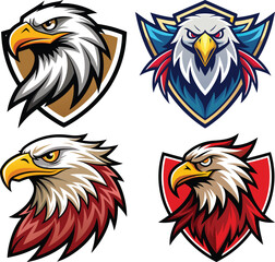 Obraz premium Eagle Head Mascots in Shield Shapes