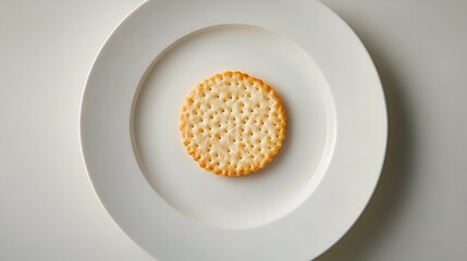 Single Round Cracker on a White Plate
