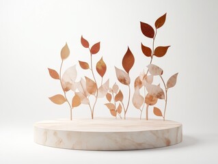 Elegant Copper Leaf Botanical Display Stand