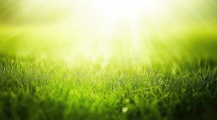 Fototapeta premium Lush green grass bathed in sunlight