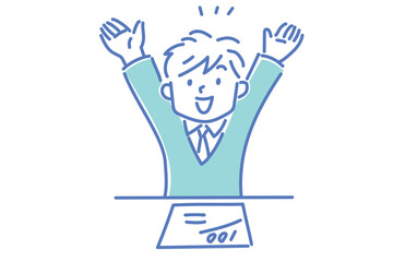 Obraz premium テストで100点を取って喜ぶ制服姿の男の子