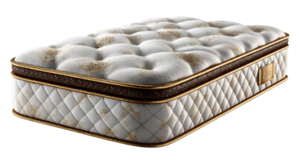 Luxurious Mattress: Capture the essence of opulent sleep with a close-up view of a plush, high-end mattress, inviting dreams and luxurious rest.