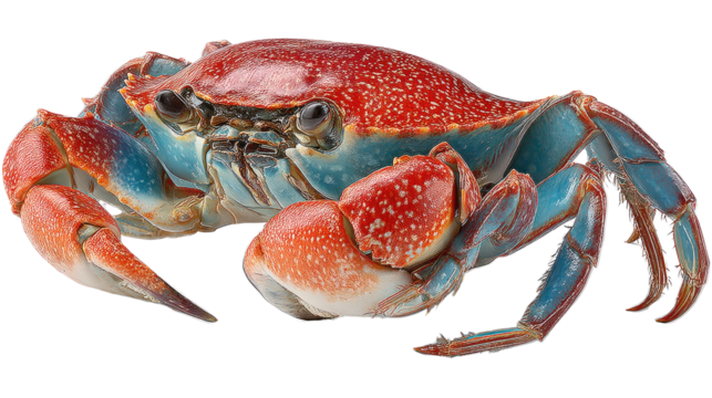 Vibrant Crab: Capturing the exquisite detail of a captivating crab, showcasing its vivid, oceanic palette against an unobtrusive backdrop. The image epitomizes the mesmerizing biodiversity of the sea.