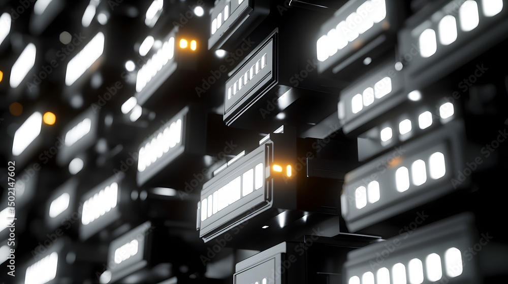 Poster abstract technological structure with illuminated elements.