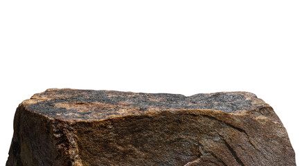 Rock Isolated, Stone brown Podium, Cliff Mountain on white Background well material Design Exhibition platform and Space montage your Product display, Clipping paths