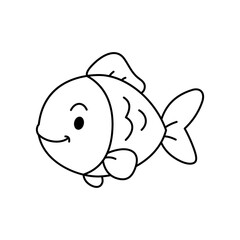Cute cartoon Fish coloring book illustration vector design templates simple and modern
