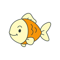 Cute cartoon Fish coloring book illustration vector design templates simple and modern