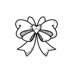 A decorative ribbon designed for simple crafts and gift wrapping on a plain background.