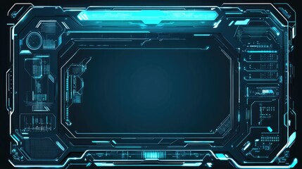 Fototapeta premium an intricate digital interface with a futuristic design, resembling a control panel or command center, set against a dark background with blue and green accents