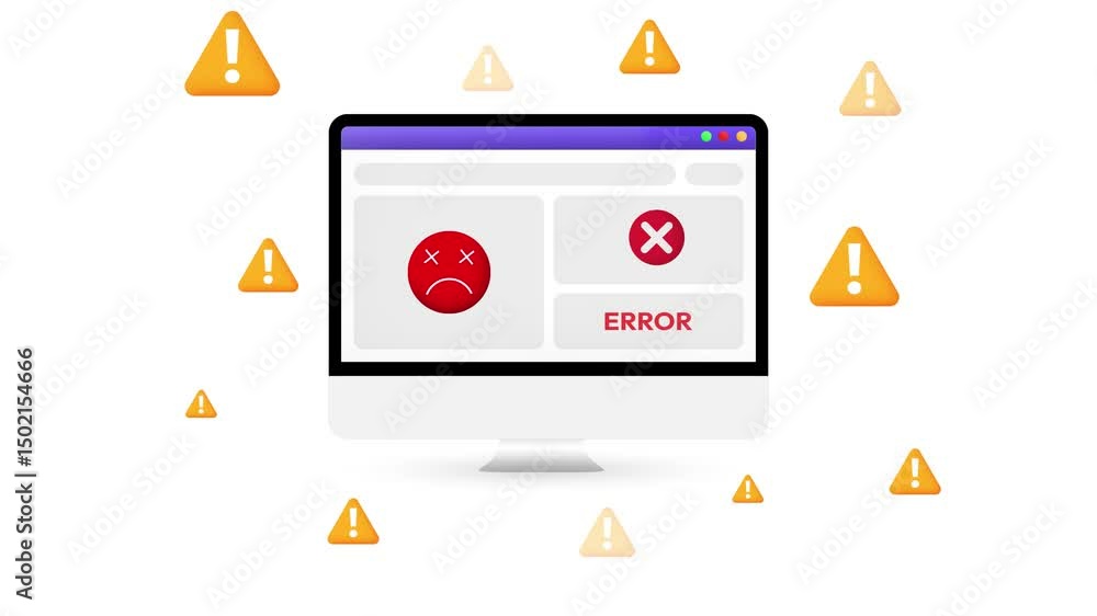 Poster error and virus concept on the smartphone screen 4k animation with floating shapes. screen, scam, sp