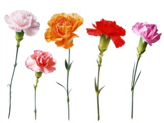 Obraz premium Vibrant carnations in circular arrangement, showcasing a stunning variety of colors and patterns in floral beauty