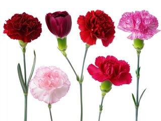 Obraz premium Various flowers carnation flower variety in full bloom floral arrangement on green stems