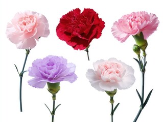 Obraz premium Various flowers carnation flower variety in full bloom floral arrangement on green stems