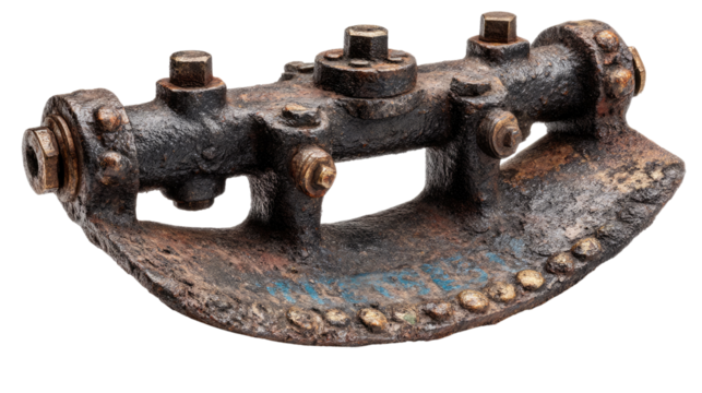 Antique industrial machine part: This aged, industrial component exhibits the beauty of bygone engineering. The piece's complex form speaks to the ingenuity of its era.