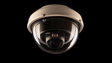 Security dome camera against black