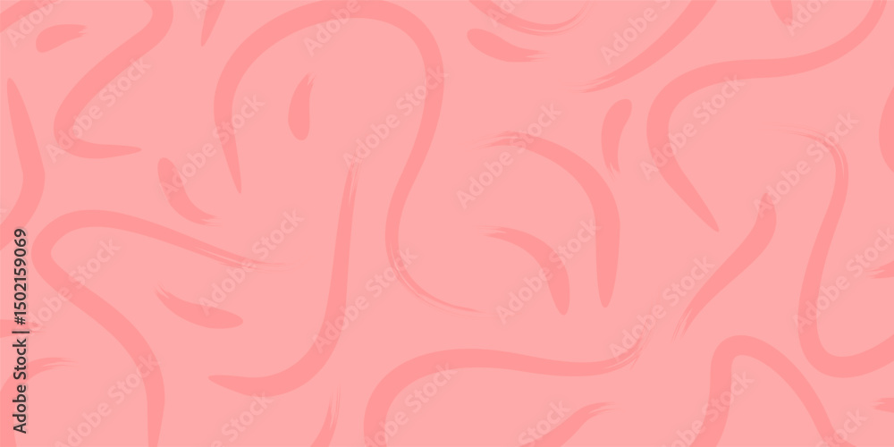 Poster abstract hand drawn pink background, seamless curve pattern with attractive style. template design f