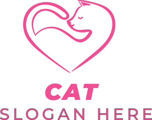 Hot Pink Heart Cat Vector &ndash; Cute, Playful, and Feminine Design
