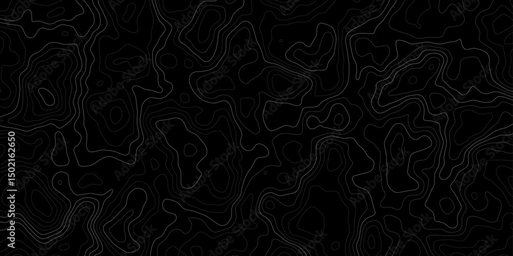 Poster abstract modern topographic map wavy line illustration with contour lines on a dark background. mode
