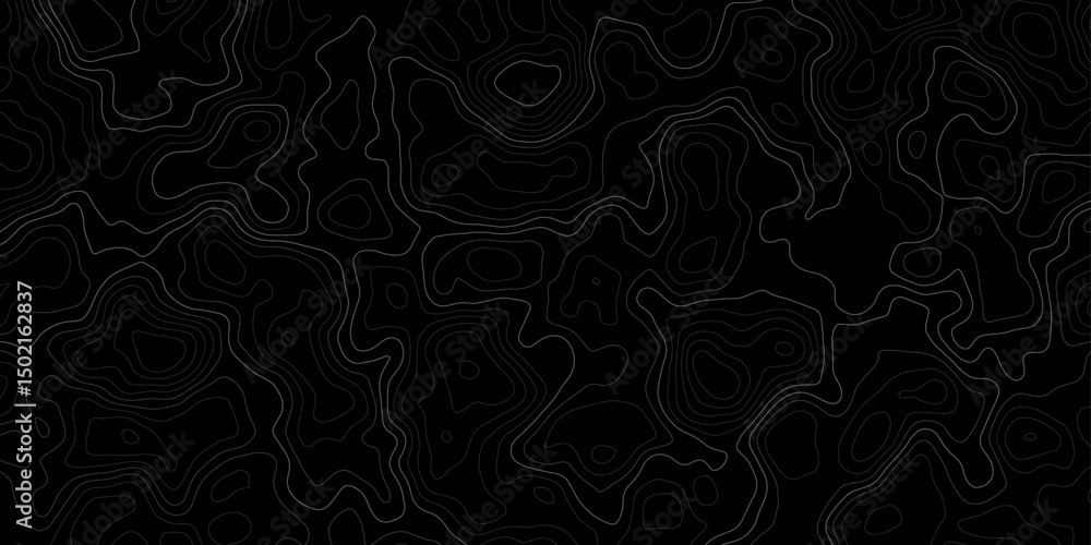 Poster abstract modern topographic map wavy line illustration with contour lines on a dark background. mode
