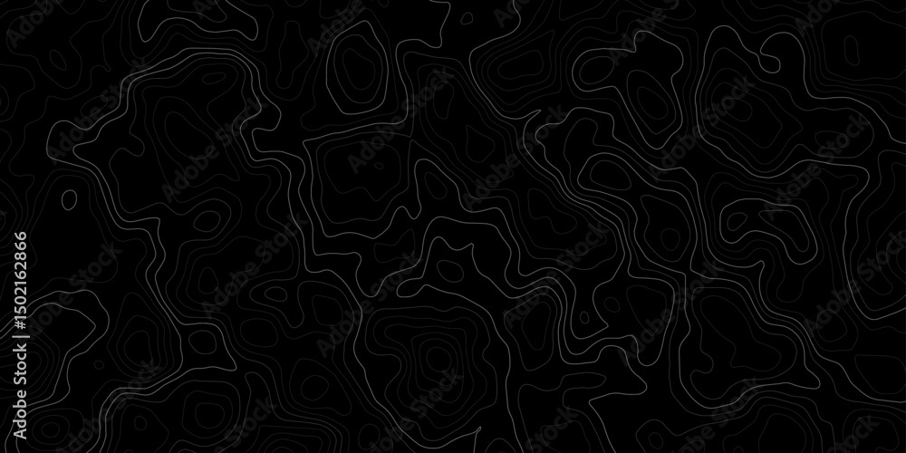 Poster abstract modern topographic map wavy line illustration with contour lines on a dark background. mode