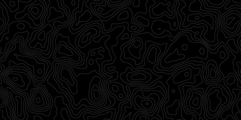 Topographic map wavey line digital style illustration with white contour lines on a black background creating an abstract design,  creating a seamless and intricate design of elevation and terrain.