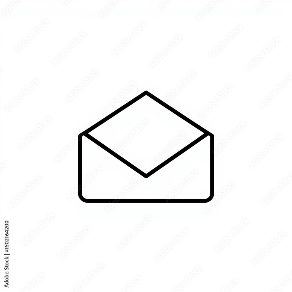 Poster simple black outline of a closed envelope with a white fill against a plain white background design 