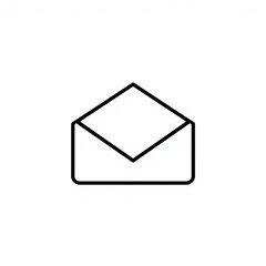 Simple black outline of a closed envelope with a white fill against a plain white background design style created with generated ai