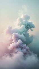 Bright sun shines through fluffy white clouds in the blue sky