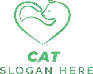 Bright Green Heart Cat Vector &ndash; Fresh and Energetic Design