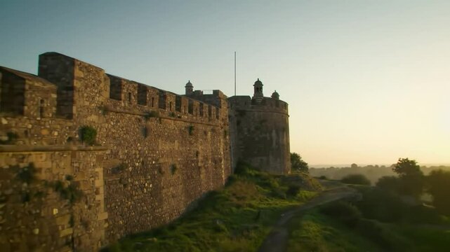 Ancient Fortress Walls Under Sunlight With Fortification Historic Defence