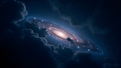 Fototapeta premium Milky Way Galaxy in Deep Space with Nebulae and Star Clusters 