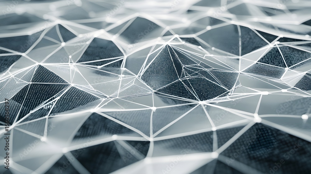 Poster abstract geometric network design with light gray lines and dots.